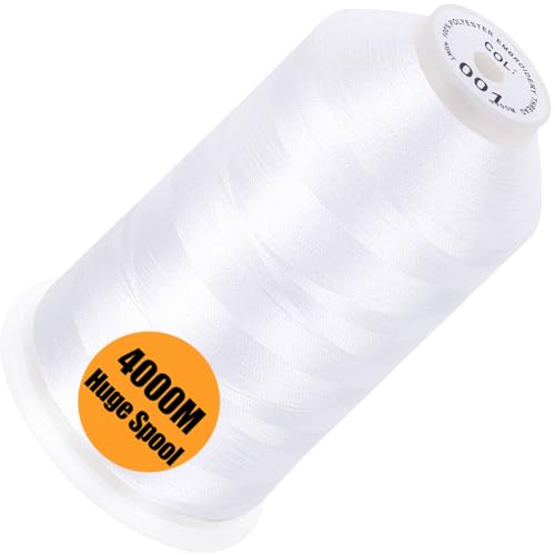 New brothread 4000M Huge Spool Embroidery Machine Thread - White - color: White-001