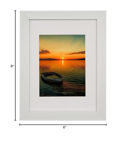 A5 Gallery Picture frames with A6 mat,Freestanding and Wall Mountable Photo Frame,White - color: White, size: 6x8
