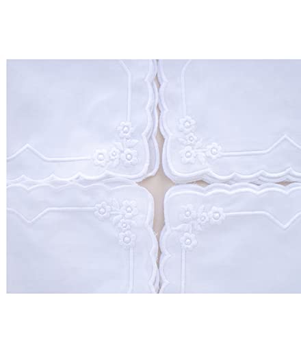 MileyMarla Ladies Embroidery Cotton White Handkerchiefs Lace Wedding Hankies - color: Zw-12pcs