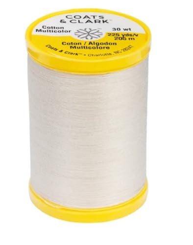 Coats & Clark Cotton All Purpose Sewing Thread 100% Mercerized Cotton 225 Yards Each Spool S970 2 Pack Bundle with 3 Bella's Crafts Needle Threaders (Natural) - color: Natural