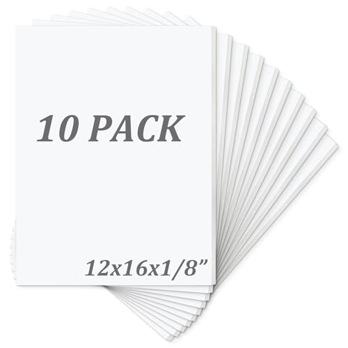 Mat Board Center Pack of 10 Acid-Free Foam Board White 12x16 in 1/8" Thick - color: White, size: 12x16
