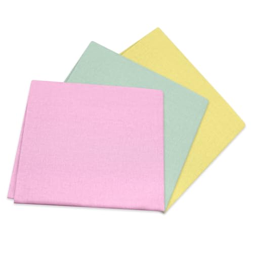3 Pieces 18 x 21 Inches Cotton Fabric Precut Quilting Fabric Bundles Solid Colors Layer Cakes Quilt Material for DIY Craft Sewing Embroidery (Yellow Pink Light Green) - color: Yellow Pink Light Green