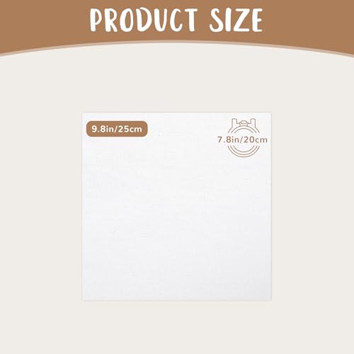 10 PCS White Linen Needlework Embroidery Fabric Cloth (9.8 × 9.8 Inch) - size: 9.8 × 9.8 Inch