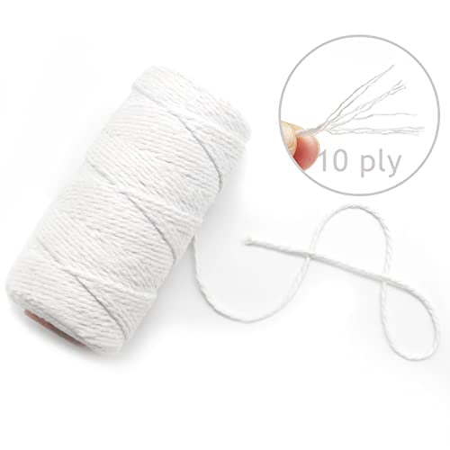 Anvin 984 Feet Cotton Twine Natural Jute Packing String - White for Bakers, Wrapping, Butchers, Baking, Arts and Crafts, Gardening (Pack of 3, 10 Ply 2mm Thick) - color: White