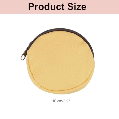 uxcell Mini Canvas Coin Purse Pouch, 3.9" Blank Round Mini Coin Wallet Small Change Purses Portable Organizer Bags with Zipper for Women Men Home DIY, Khaki - color: Khaki