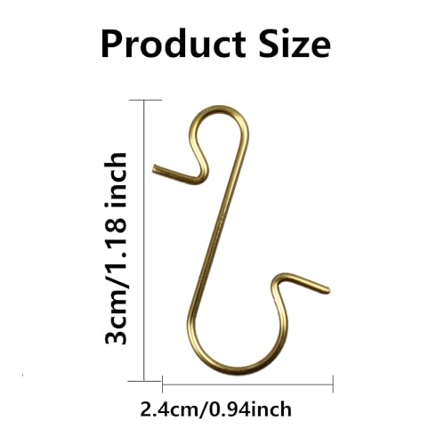 120PCS 1.18Inch S-Shaped Christmas Ornament Metal Hooks, Golden Bendable Hanging Hook for Christmas Tree Decoration, Party, Festival Activity, Holiday - style: Golden- S-shaped