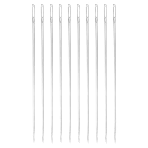 uxcell 60 Pcs Large Eye Sewing Needles, 3.94 Inch 1.6mm High Carbon Iron Embroidery Thread Needle Sewing Big Eye Needle Knitting Needles for Hand Sewing Art Crafts, Silver - size: 100mm, 1.6mm