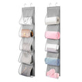 2 Pack Over the Door Hanging Vinyl Organizer Embroidery Stabilizer Holder Purse Storage for Closet Bath Towel Hanger Scarf Container 5 Large Pockets (One Side)