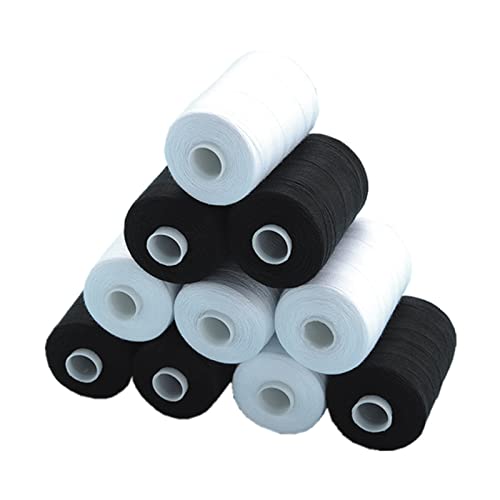 Simthread All Purpose Sewing Thread, 10 Spool (5 White+ 5 Black) 1000 Yards Each Bobbin Polyester Thread for Sewing, Handy Polyester Sewing Threads for Sewing Machine - (White and Black Series) - color: white and black series