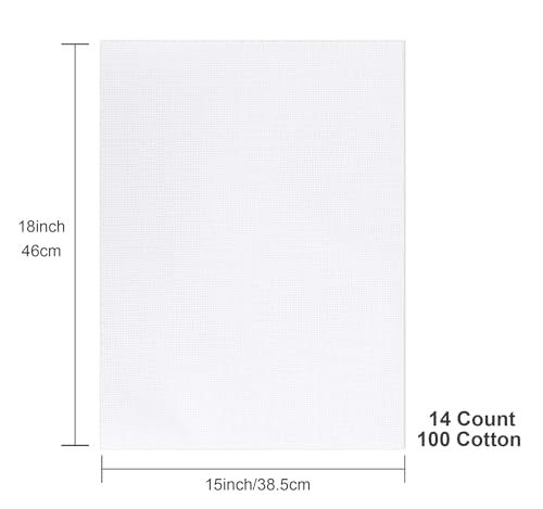 Aida Cloth 14 Count Cross Stitch Fabric,15×18inch,Rolled,3Pcs (14CT,White) - color: White, size: 14CT