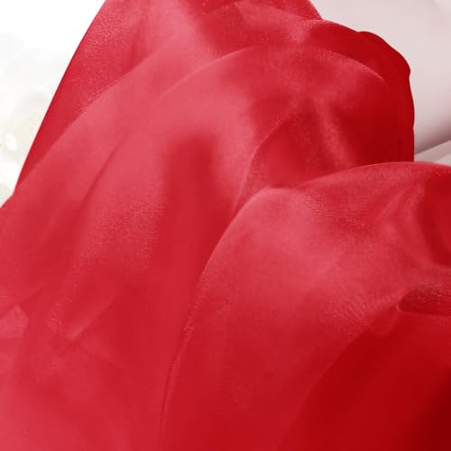 Manyshofu Red Organza Fabric by The Yard, 60 Wide (1 Yard) - color: Red, size: 1 Yard
