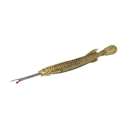Keenso Multifunctional Sewing Seam Ripper Retro Zinc Alloy and Steel Scissor Tool for Fabric Cutting and Tag Removal, for Needlework Enthusiasts (Gold) - color: Gold