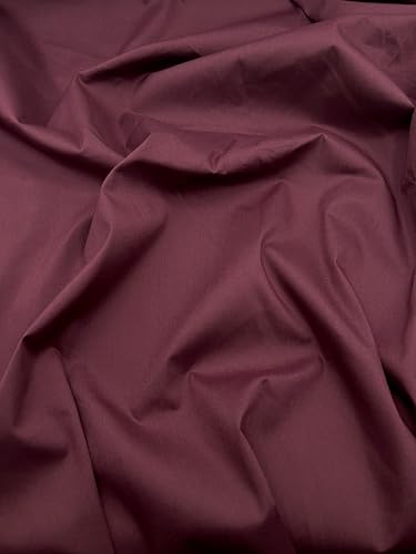 EOVEA - Cotton Polyester Fabric by The Yard – 60" Wide Broadcloth Fabric, Soft, Lightweight & Breathable Material for Lining, Curtains, Bedding, Skirts, Sewing Projects (Burgundy, 1 Yard) - color: Burgundy, size: 1 Yard
