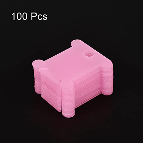 PATIKIL Plastic Floss Bobbins, 100 Pack Thread Cards Cross Cotton for Craft DIY Sewing Storage Case Embroidery, Pink - color: Pink