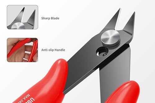 HongWay 5pcs Red 5" Micro Flush Cutters for Electronics Crafts - color: Red