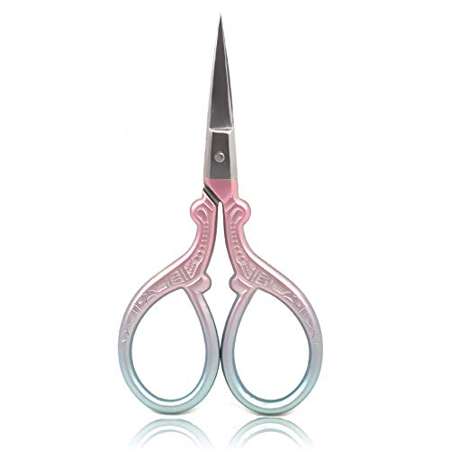BIHRTC 3.6 Inch Little Stainless Steel Sharp Scissors Sewing Craft DIY Tools Shears for Embroidery Needlework Office Craft Houshold Needlepoint Scissors - color: Pink Purple