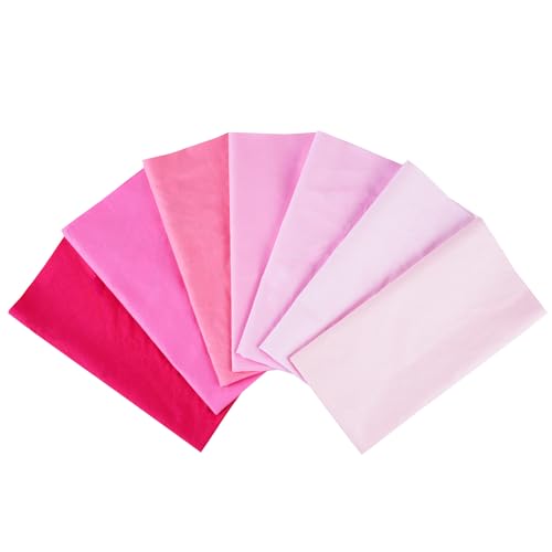 7PCS Solid Color Cotton Fabric Squares 20" x 20" Fat Quarter Fabric Bundles Craft Fabric for Patchwork Sewing Quilting Crafting DIY (Pink) - color: Pink