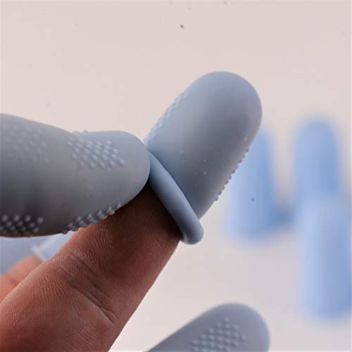 Finger Protectors [Flex Series - 12-Pack] Silicone Non-Stick Finger Covers [Cerulean - Small (6) / Medium (6)] for Hot Glue/Sewing/Wax/Rosin/Resin/Honey/Adhesives/Scrapbooking - color: Small & Medium - Cerulean [12-Pack]