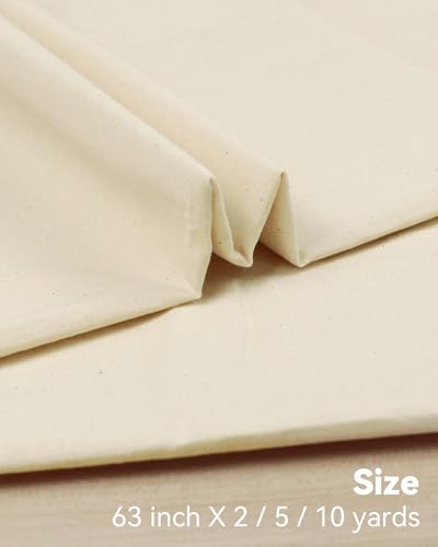 100% Cotton Muslin Fabric, 63" x 2 Yards Unbleached Fabric by The Yard - color: Natural, size: 2 YARDS