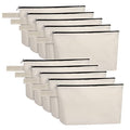 10 Pieces Cotton Canvas Makeup Bag with Bottom, Multi-Purpose Cosmetic Bag with Zipper Travel Toiletry Pouch, Blank DIY Craft Bag Pencil Bag (M, White), MN-WB07 - color: White, size: M