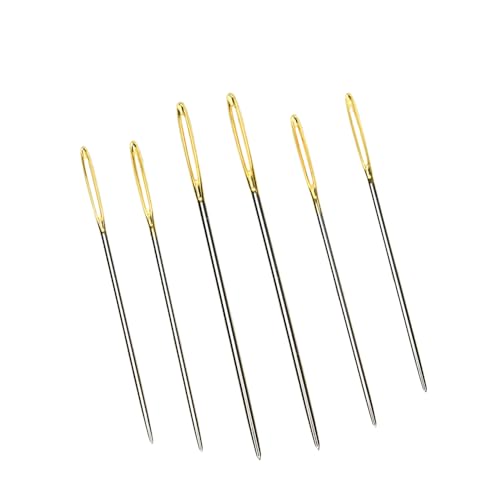 Sewing Needles Gold Eye Set, 3-20Pcs Fine Carbon Steel Needles for Leather, Upholstery, Canvas, Embroidery, Tapestry, DIY Projects Arts Crafts,120-015,120-023,120-065,120-043,120-051,120-073 Model