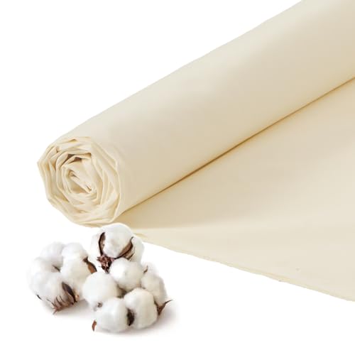 Q&J Fabric Co. 100% Cotton Fabric by The Yard 60'' Wide x 1 Yard,Broadcloth Muslin Fabric Nearly Medium Weight Material for DIY Sewing Apparel Cloth,Quilting,Soft Embroidery Cloth,Garments (Beige) - color: Beige, size: 1 Yard