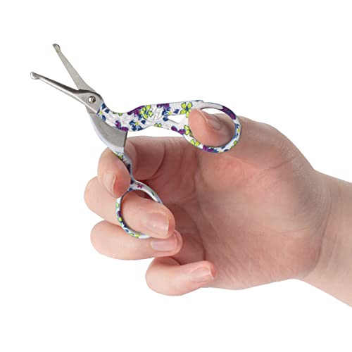 JubileeYarn TSA Compliant Rounded Embroidery Craft Stainless Steel Stork Scissors - Small Purple - 3 Units - color: Small Stork Purple, size: 3 Units
