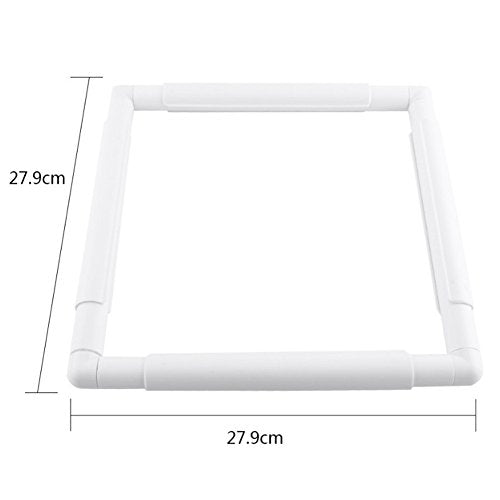 Square Embroidery Hoop, Plastic Cross Stitch Hoop (11x11 inches) - White, Handhold, Craft Clip Frame - DIY Sewing Tools - size: 11x11 inches
