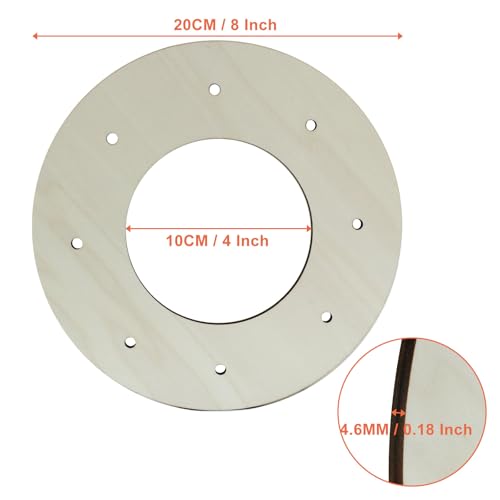 Hitefu 8 Inch Wooden Wreath Form, 6 Packs, 5mm Thickness - style: 8 In