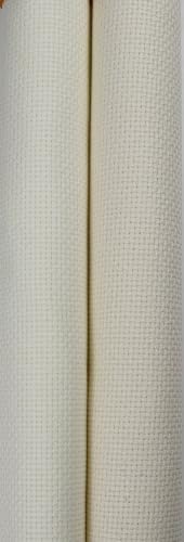 KCS 2 pc of 15" x 18"(38cmx45cm) 16 Count Cross Stitch Cotton Aida Cloth Needlework Fabric Box (Antique White+Cream, 16CT) - color: Antique White+cream, size: 16CT