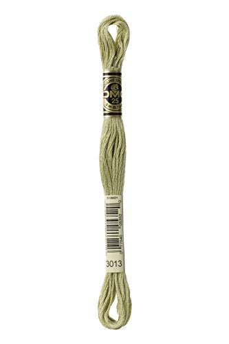 DMC 117-3013 Six Strand Embroidery Cotton Floss, Light Khaki Green, 8.7-Yard