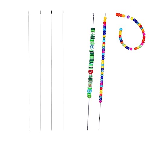 Xmada 4 PCS Beading Needles - 6.7 inches Clip-Style Beading Needles for Bead Spinner, 0.7mm Diameter, EfficientSturdy Beading Needles for Jewelry Making (4-Straight/0.40.50.60.7mm), Silver - style: 4-Straight/0.4|0.5|0.6|0.7mm