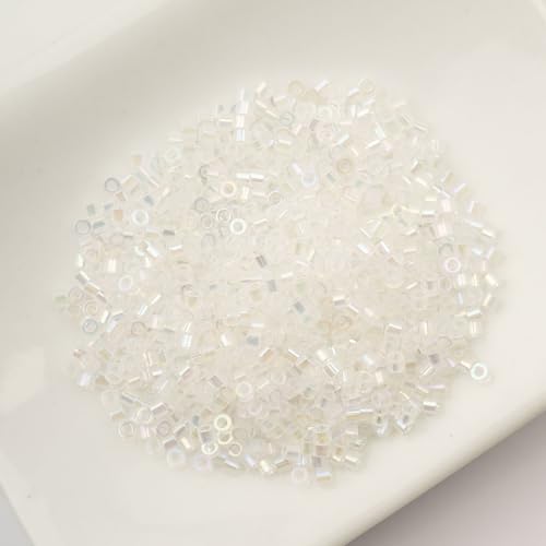 John Bead 25g Cylin Beads White Opal AB 11/0 Glass Cylindrical Seed Beads for Jewelry Bracelets Necklaces Earrings Making Embroidery - color: Transparent White Opal AB