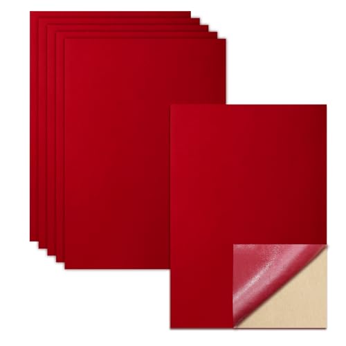 Biaungdo Red Self Adhesive Felt Sheets, 8 x 12 Inch, 6 Pcs - color: Red
