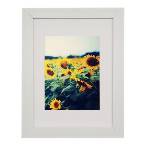 A5 Gallery Picture frames with A6 mat,Freestanding and Wall Mountable Photo Frame,White - color: White, size: 6x8