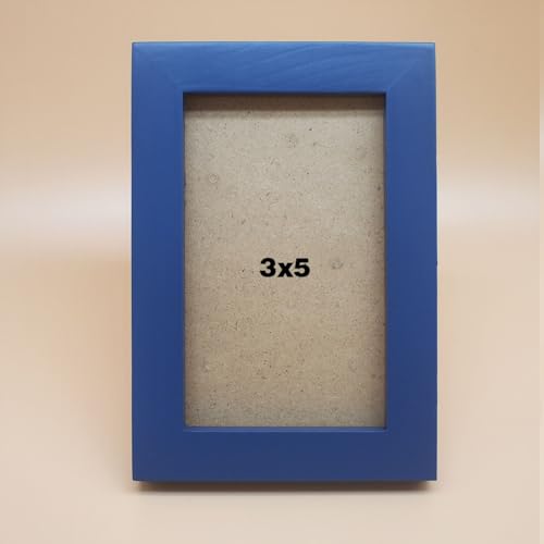 3x5 Picture Frame Solid Wood,Blue. Table Top or Wall Mount Photo Frames with Plastic Glass for 3x5 Inches Pictures, Modern Home Office Decor - color: Blue, size: 3x5