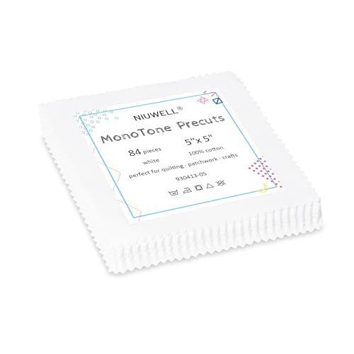 Pre-Cut Cotton Fabric Squares (84pcs 5'' White) - color: 84pcs 5'' White