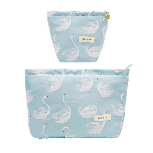 getgto 2 Pcs Makeup Bags, Large Cosmetic Bag Travel Toiletry Bag - color: Swan