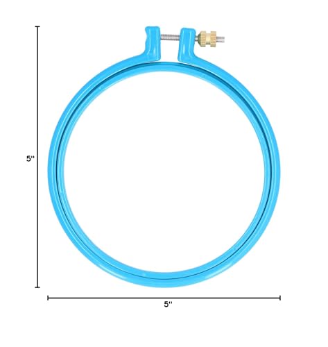 GLOGLOW 5 Inch Plastic Embroidery Hoop, Adjustable Tension Screw - size: 5in
