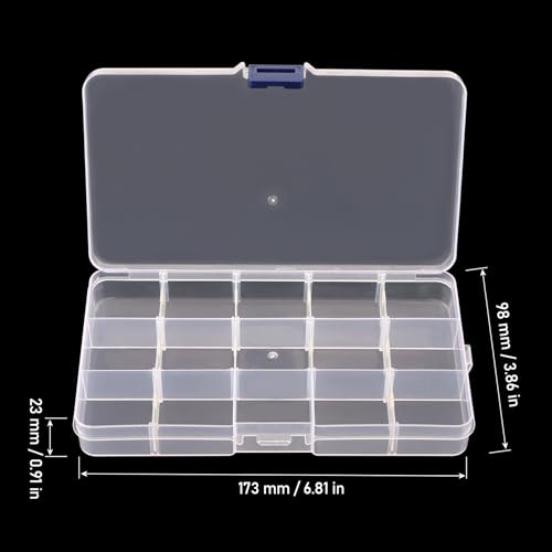 KINJOEK 32 Pack 15 Grids Plastic Bead Organizer Containers Storage, Adjustable Dividers Diamond Jewelry Craft Painting Storage Case, Clear Small Fishing Tackle Box for Sewing Cross Stitch Accessories - color: Clear, size: 15Grid 32PCS
