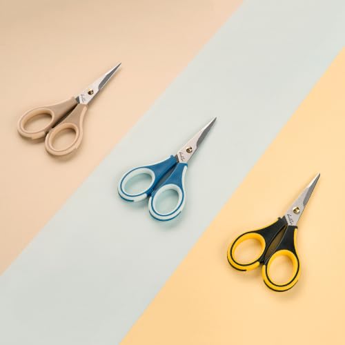 Beaditive Precision Craft Scissors - Ultra Sharp Stainless Steel Blades & Non-Slip TPR Handles - Adult & Kid Scrapbooking Scissors With Safety Cap For Home, Office, School (Blue) - style: Blue