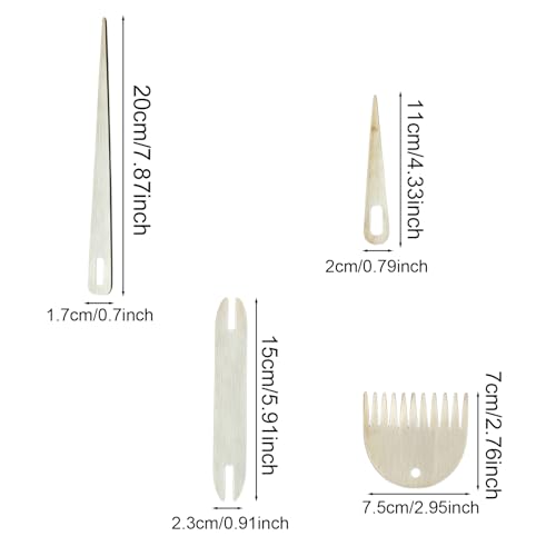 DFOBUNDO Wood Hand Loom Stick Set -14 Pieces Wooden Handcraft Weaving Kit with Crochet Hooks, Needle, and Comb, Excellent for Tapestry Weaving, Tapestry, and Crafting Projects
