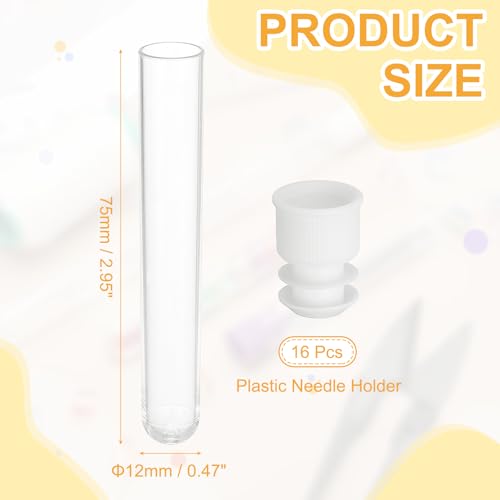 PATIKIL 3" Length Plastic Sewing Needle Storage Holder, 16 Pcs Portable Embroidery Needle Clear Pin Toothpick Storage Tubes Case for Craft Knitting, White - color: White, size: 3"