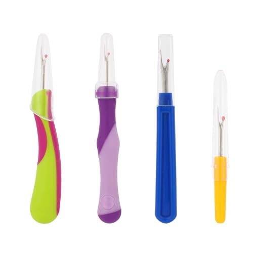4pcs Seam Ripper Set with Protective Caps, Thread Cutter Hems Stitch Remover Tool for Sewing Knitting Embroidery Quilting Cross Stitching Crafting Fabric Crafts Accessories Supplies Essentials