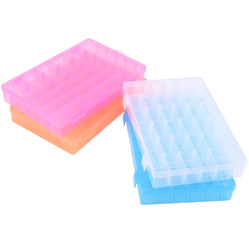 KINJOEK 8 PCS 36 Grids Bead Organizer Storage Containers with Adjustable Divider Small Tackle Box Clear Plastic Jewelry Earring Diamond Parts for Craft Art DIY Nail Sewing Thread Accessories - color: Colored, size: 36Grid 8PCS