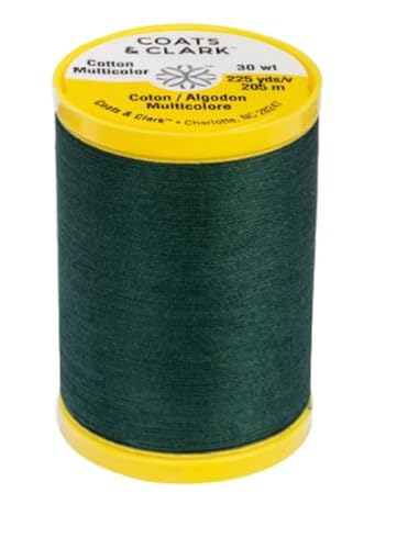Coats & Clark Cotton All Purpose Sewing Thread 100% Mercerized Cotton 225 Yards Each Spool S970 2 Pack Bundle with 3 Bella's Crafts Needle Threaders (Forest Green) - color: Forest Green