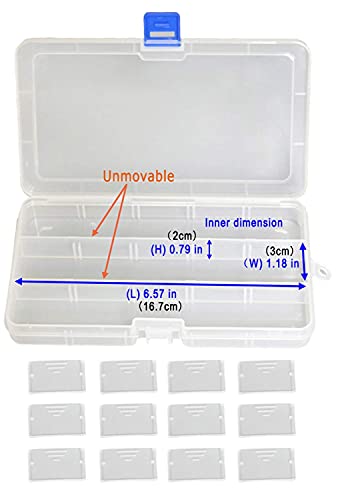 Qualsen Bead Organizer Box with Adjustable Dividers, 15 Girds, 12 Pack - size: 15 Gird-12pcs