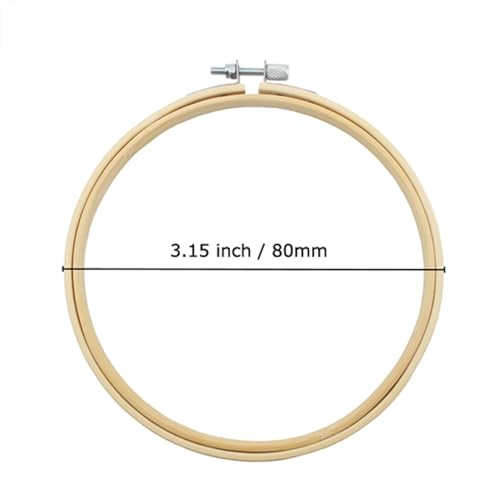 Lamvbls 3 Inch Embroidery Hoop, Adjustable Bamboo Circle Cross Stitch Hoop Ring, Wooden Embroidery Frame for Art Craft Sewing - size: 3 inch