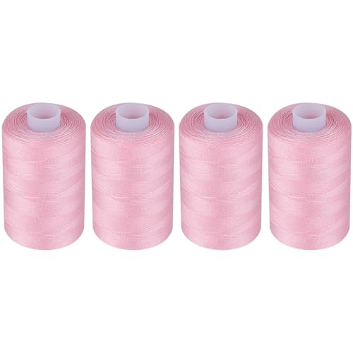 Simthread All Purpose Sewing Thread, 4 Spools Each 1000 Yards of Polyester Threads for Sewing Machine, Sewing Machine Supplies for Beginners, Hand Stitching, Quilting, Serger (Pink) - color: Pink