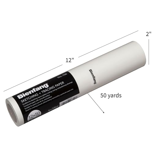 Bienfang Sketching & Tracing Paper Roll, White, 12 Inches x 50 Yards - for Drawing, Trace, Sketch, Sewing Pattern (Pack of 2) - size: 12 in. x 50 yd. (Pack of 2)